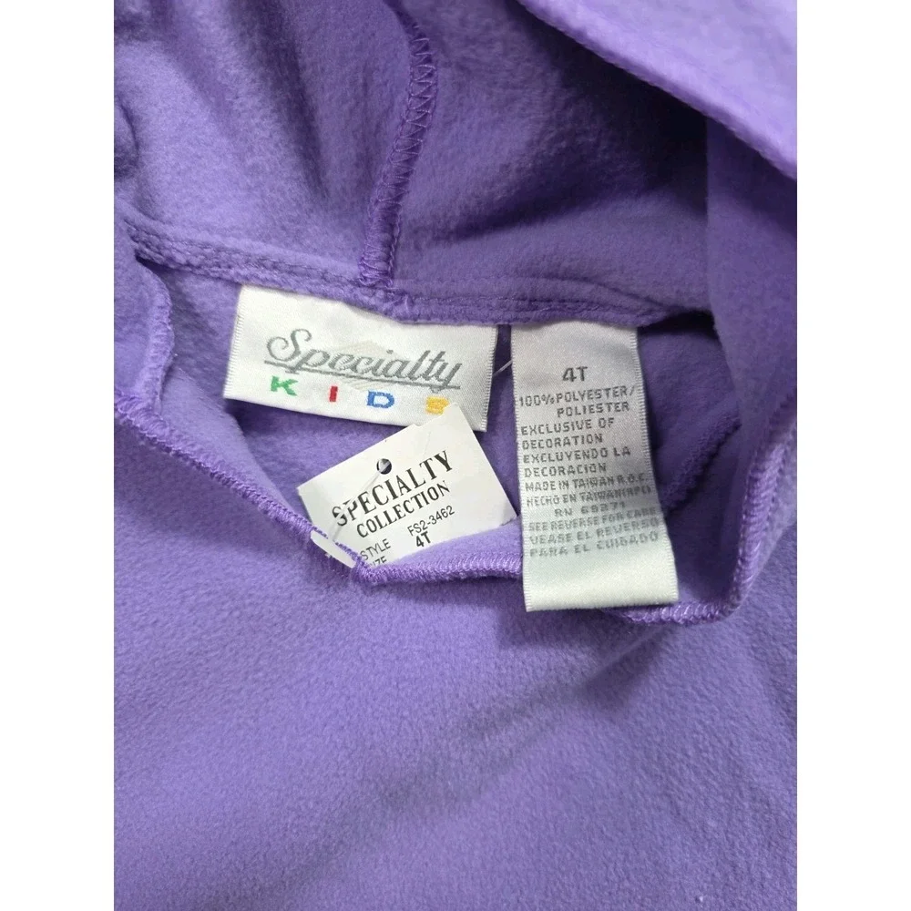 Vintage Specialty Kids Purple Fleece Hoodie Floral Pants Outfit Set 4T NWT